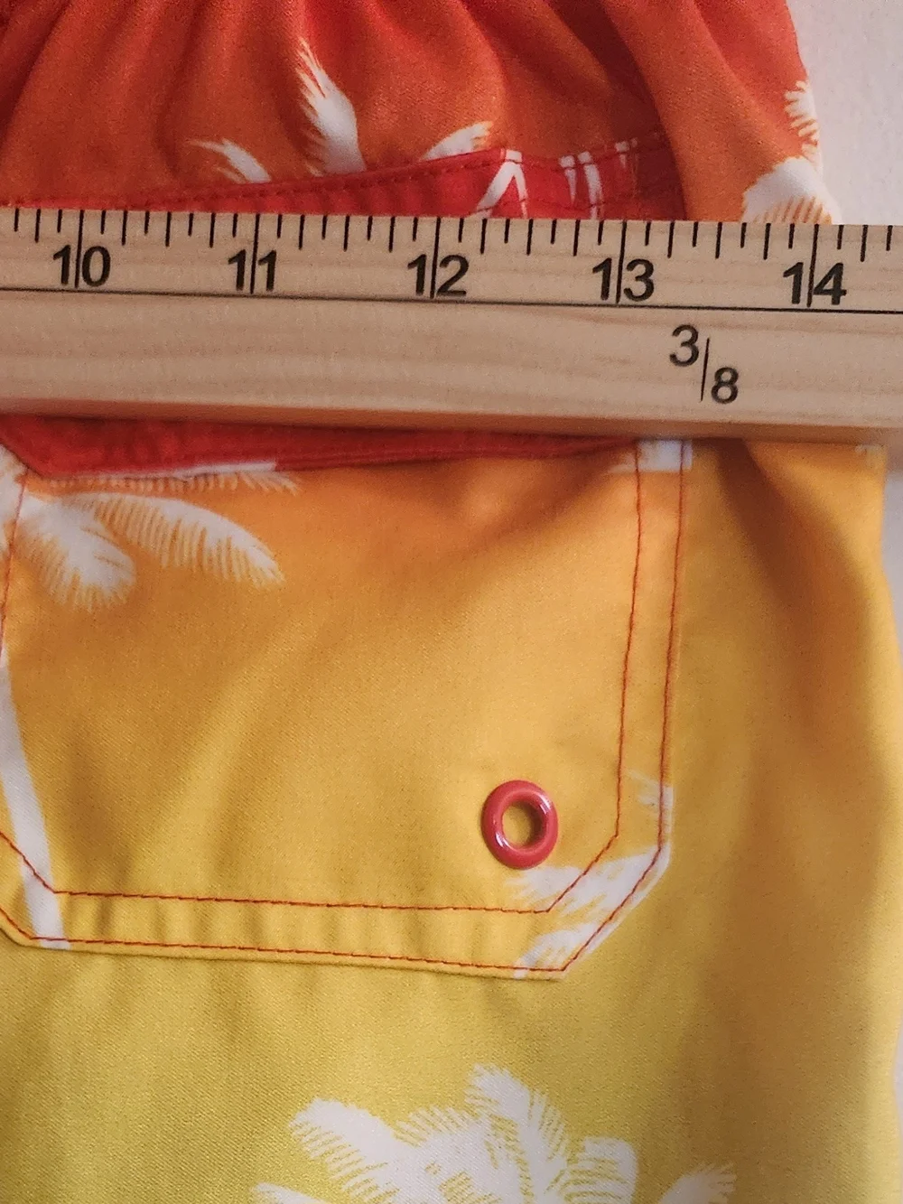 Boy's Size XL Gradient Palm-Print Swim Shorts - Orange/Yellow/Green